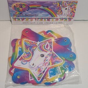 Lisa Frank Happy Birthday Banner Pony Horse Rainbow Hanging Decoration 5.41 FT